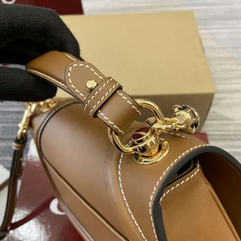 Gucci 815714 Gucci Blondie Malá Taška s Horním Uchem Hnědá Hladká Kůže