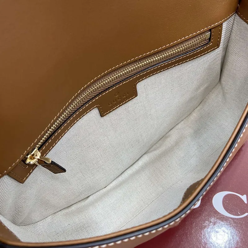 Gucci 815714 Gucci Blondie Malá Taška s Horním Uchem Hnědá Hladká Kůže
