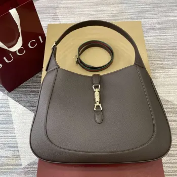 Gucci 813650 Jackie Velká Kabelka přes Rameno Hnědá