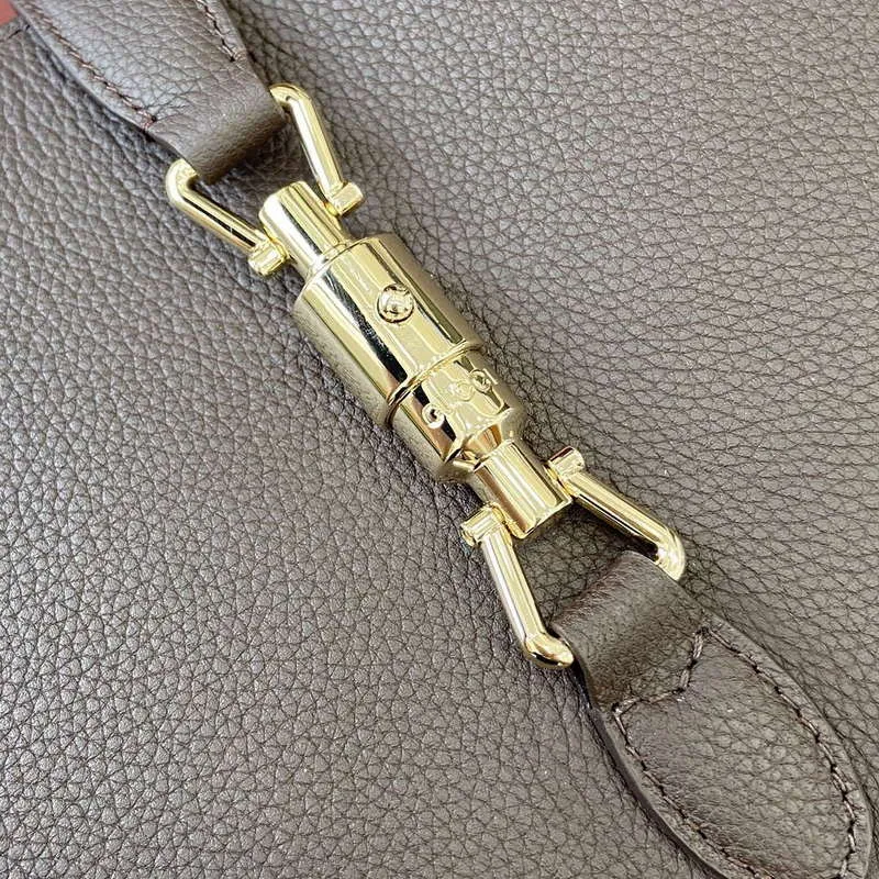 Gucci 813650 Jackie Velká Kabelka přes Rameno Hnědá