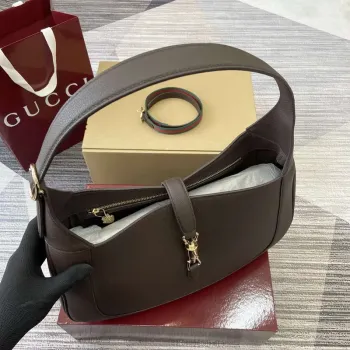 Gucci 813650 Jackie Velká Kabelka přes Rameno Hnědá
