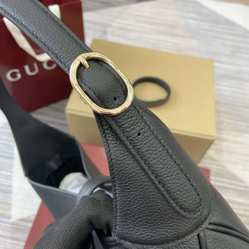 Gucci 813650 Jackie Velká Kabelka přes Rameno Černá