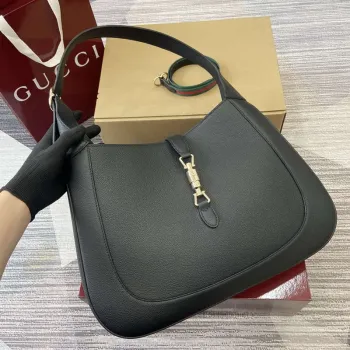 Gucci 813650 Jackie Velká Kabelka přes Rameno Černá