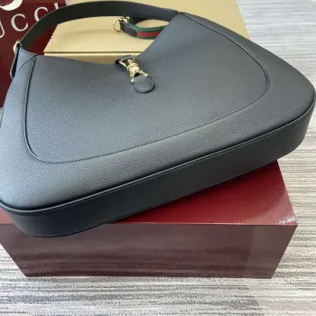 Gucci 813650 Jackie Velká Kabelka přes Rameno Černá