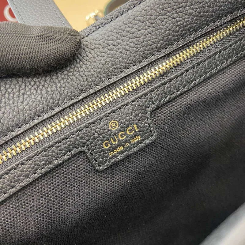 Gucci 813650 Jackie Velká Kabelka přes Rameno Černá