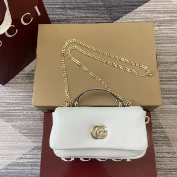 Gucci 806017 GG Milano Mini Taška s Horním Úchopem Bílá nadýchaná kůže