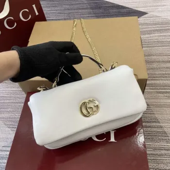Gucci 806017 GG Milano Mini Taška s Horním Úchopem Bílá nadýchaná kůže