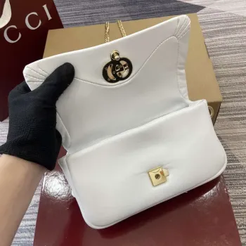 Gucci 806017 GG Milano Mini Taška s Horním Úchopem Bílá nadýchaná kůže