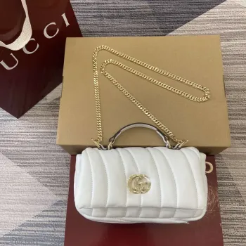 Gucci 806017 GG Milano Mini Top Handle Bag Bílá nadýchaná prošívaná kůže