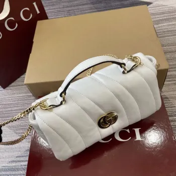 Gucci 806017 GG Milano Mini Top Handle Bag Bílá nadýchaná prošívaná kůže