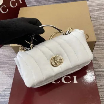 Gucci 806017 GG Milano Mini Top Handle Bag Bílá nadýchaná prošívaná kůže