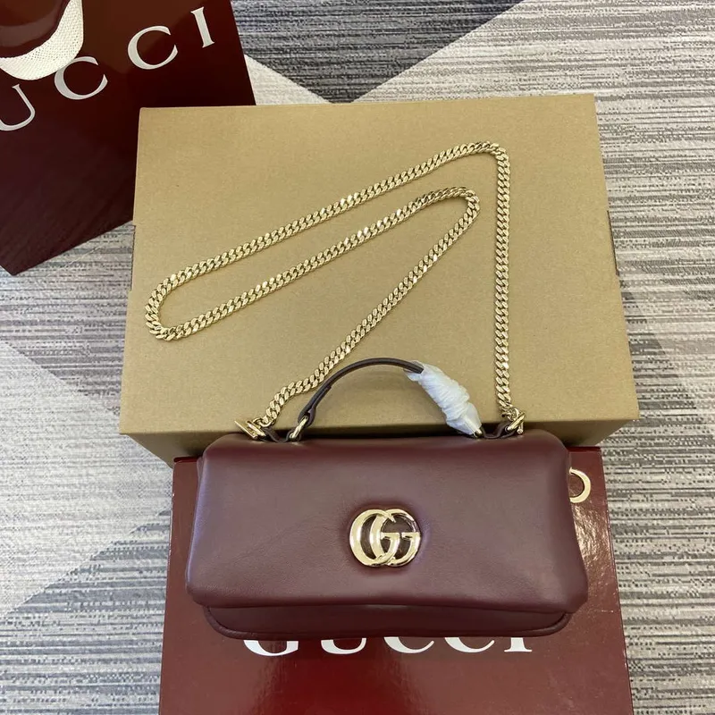 Gucci 806017 GG Milano Mini Top Handle Bag červená nadýchaná kůže