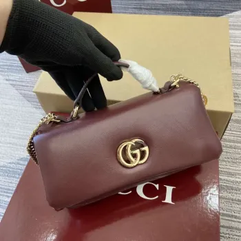 Gucci 806017 GG Milano Mini Top Handle Bag červená nadýchaná kůže