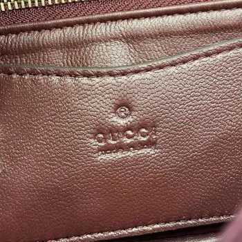 Gucci 806017 GG Milano Mini Top Handle Bag červená nadýchaná kůže