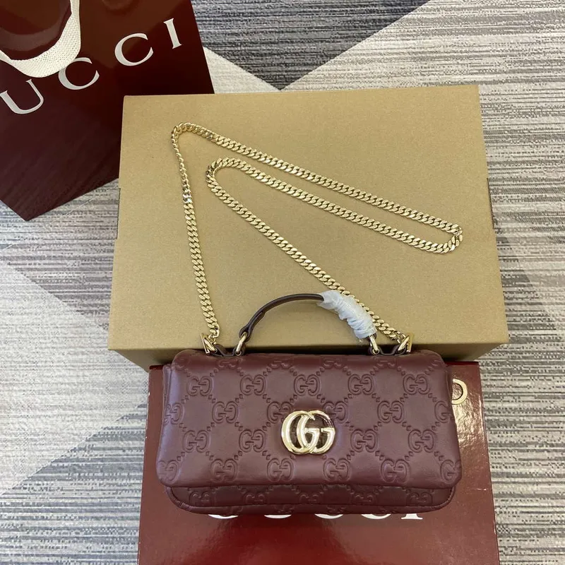 Gucci 806017 GG Milano Mini Taška s Horním Uchem Červená GG měkká kůže