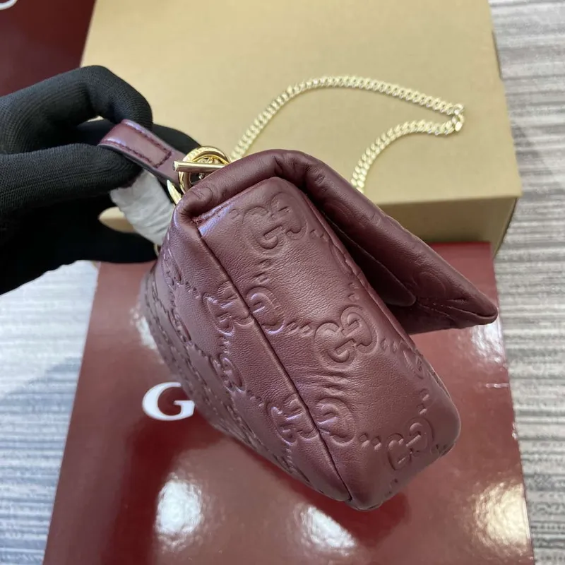 Gucci 806017 GG Milano Mini Taška s Horním Uchem Červená GG měkká kůže