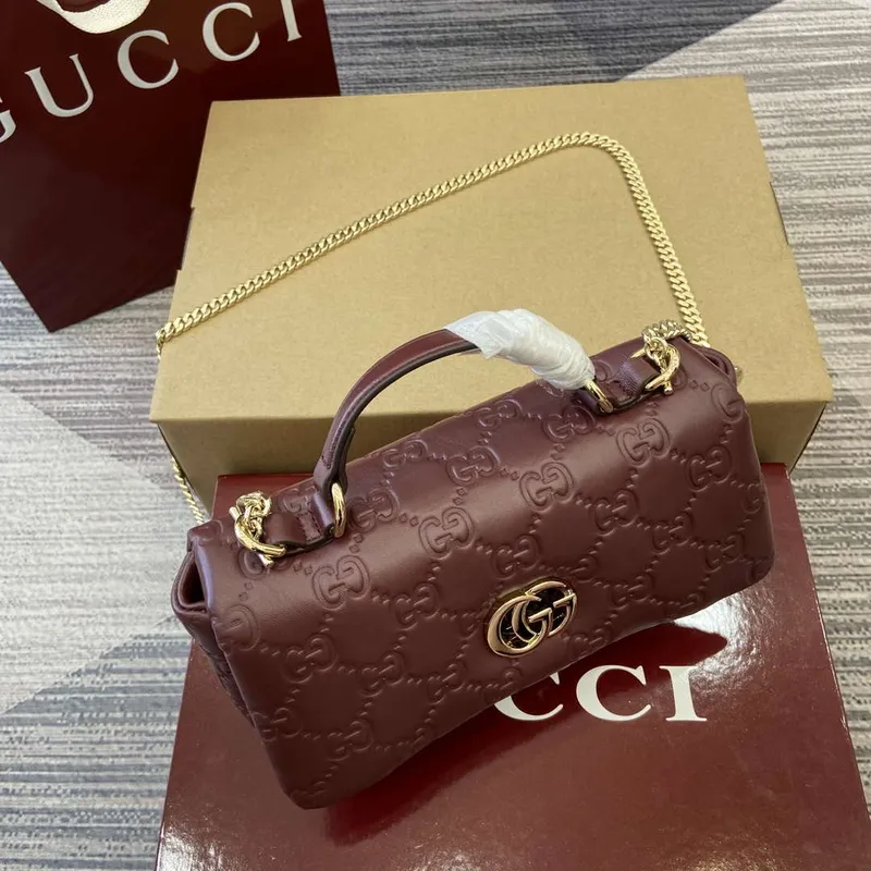 Gucci 806017 GG Milano Mini Taška s Horním Uchem Červená GG měkká kůže