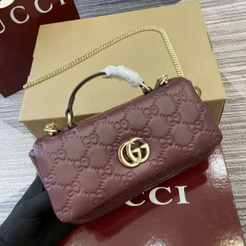Gucci 806017 GG Milano Mini Taška s Horním Uchem Červená GG měkká kůže