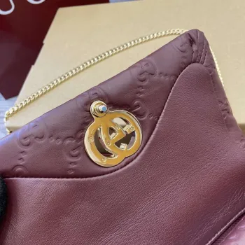 Gucci 806017 GG Milano Mini Taška s Horním Uchem Červená GG měkká kůže