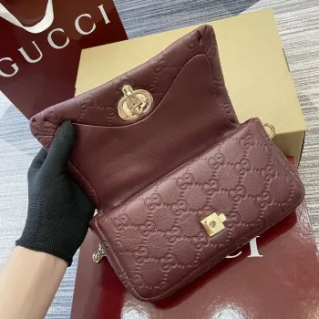 Gucci 806017 GG Milano Mini Taška s Horním Uchem Červená GG měkká kůže