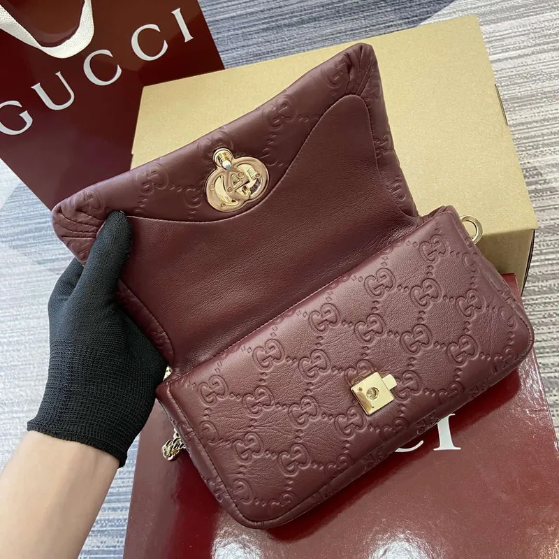 Gucci 806017 GG Milano Mini Taška s Horním Uchem Červená GG měkká kůže