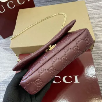 Gucci 806017 GG Milano Mini Taška s Horním Uchem Červená GG měkká kůže