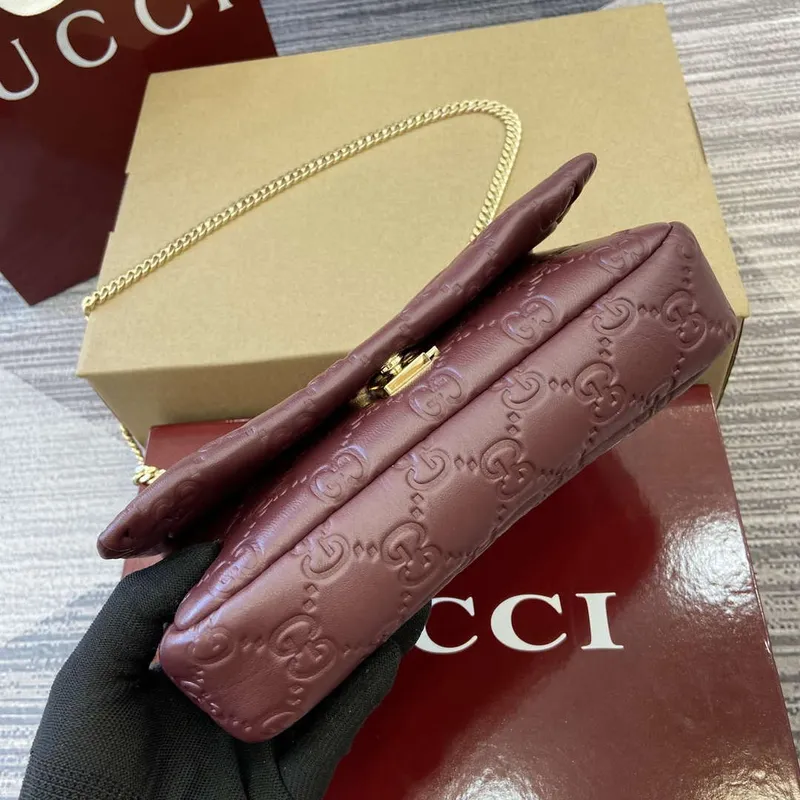 Gucci 806017 GG Milano Mini Taška s Horním Uchem Červená GG měkká kůže