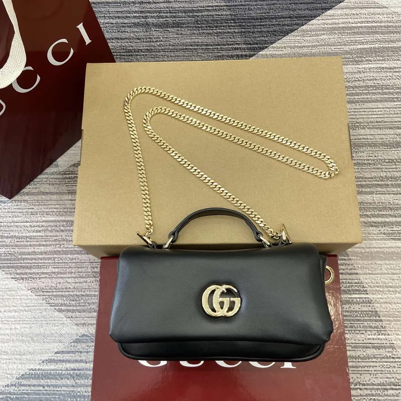 Gucci 806017 GG Milano Mini Top Handle Bag Černá nadýchaná kůže