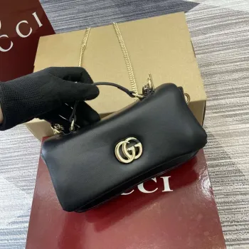 Gucci 806017 GG Milano Mini Top Handle Bag Černá nadýchaná kůže