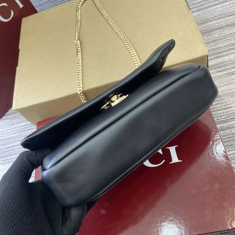 Gucci 806017 GG Milano Mini Top Handle Bag Černá nadýchaná kůže