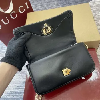 Gucci 806017 GG Milano Mini Top Handle Bag Černá nadýchaná kůže