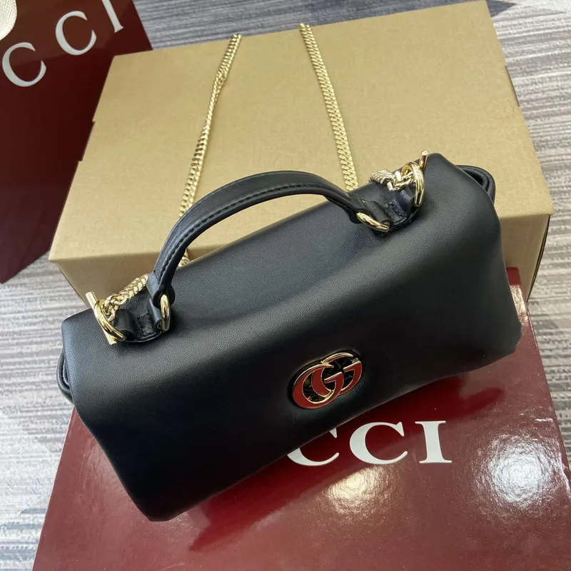 Gucci 806017 GG Milano Mini Top Handle Bag Černá nadýchaná kůže