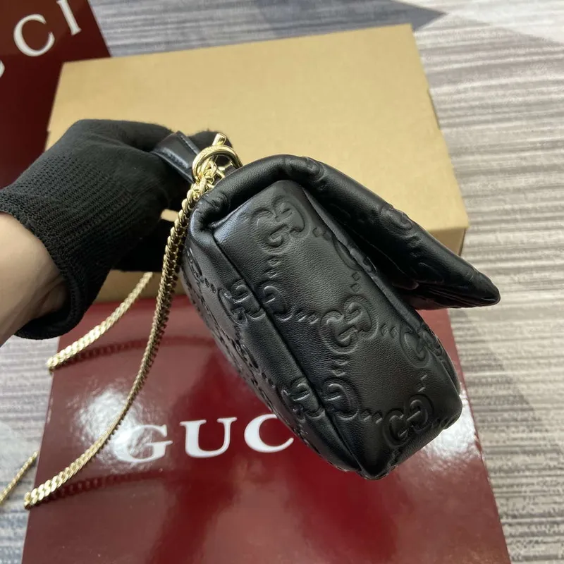 Gucci 806017 GG Milano Mini Top Handle Bag Černá GG nadýchaná kůže