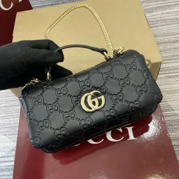Gucci 806017 GG Milano Mini Top Handle Bag Černá GG nadýchaná kůže