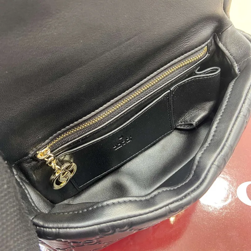 Gucci 806017 GG Milano Mini Top Handle Bag Černá GG nadýchaná kůže