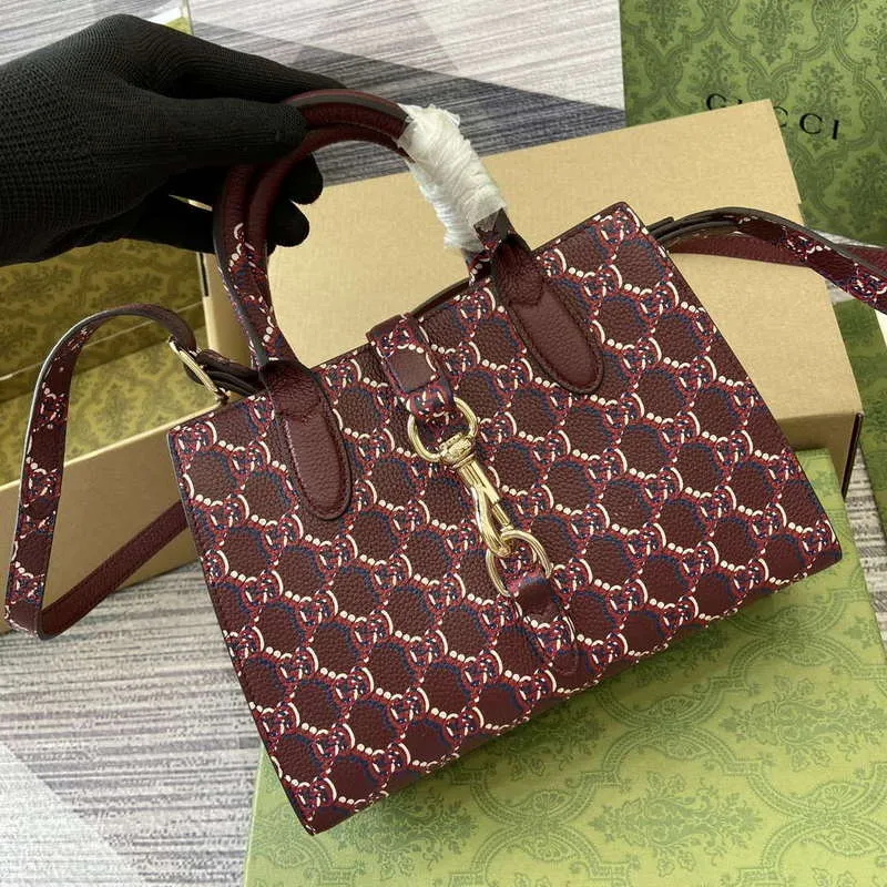 Gucci 795349 Malá taška přes rameno s uzávěrem na háček vínově červená a vícebarevná kůže