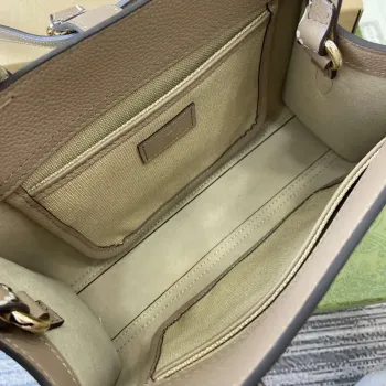 Gucci 795349 Malá taška přes rameno s uzávěrem na háček taupe a vícebarevná kůže