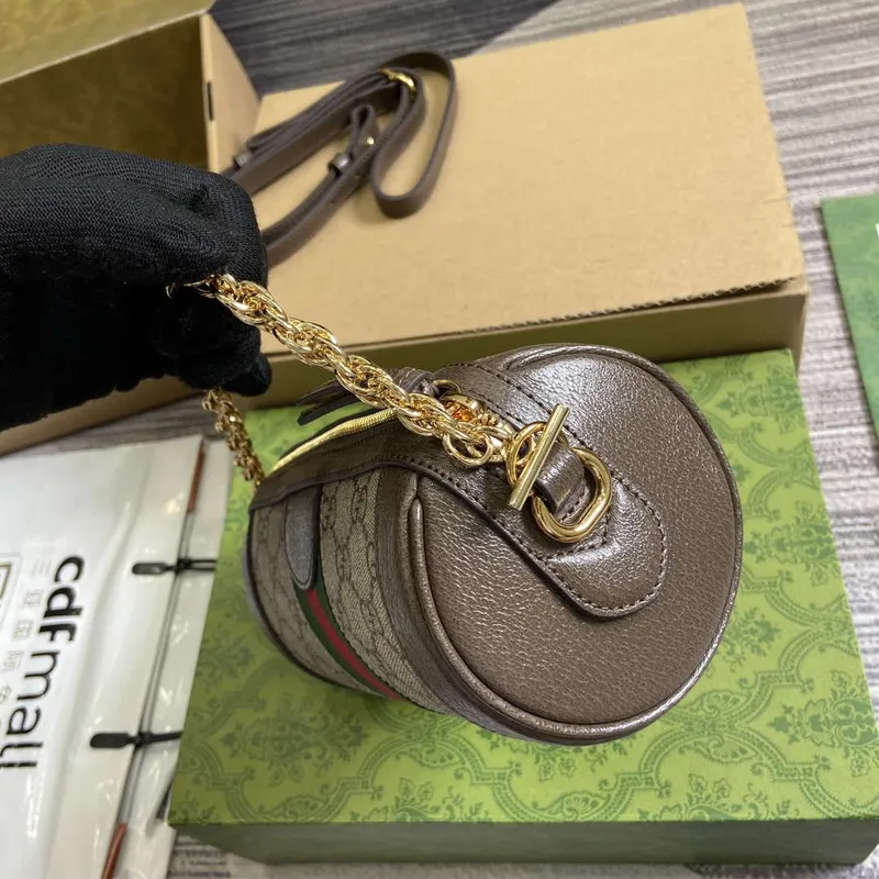 Gucci 795208 Ophidia Mini Ramenní Taška Hnědá