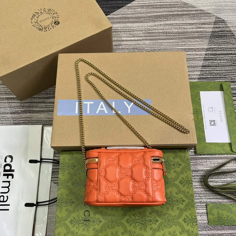 Gucci 723770 GG Matelasse Mini Taška s Uchem Oranžová