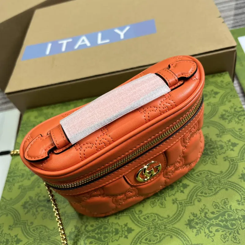 Gucci 723770 GG Matelasse Mini Taška s Uchem Oranžová
