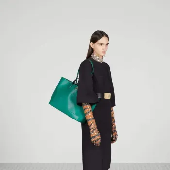 Gucci 739730 Ophidia Střední Tote Taška Zelená kůže