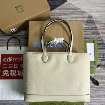 Gucci 739730 Ophidia Střední Tote Taška Bílá kůže