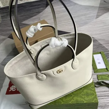 Gucci 739730 Ophidia Střední Tote Taška Bílá kůže