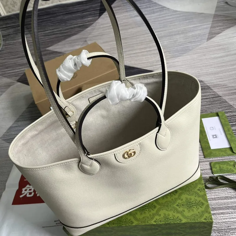 Gucci 739730 Ophidia Střední Tote Taška Bílá kůže