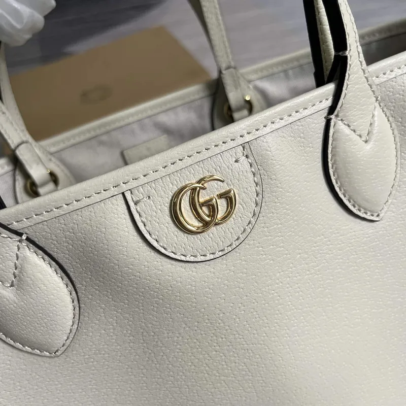 Gucci 739730 Ophidia Střední Tote Taška Bílá kůže
