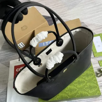 Gucci 739730 Ophidia Střední taška přes rameno Černá kůže