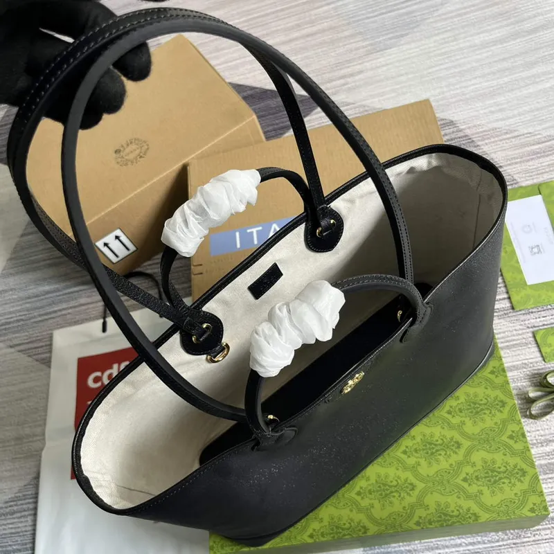 Gucci 739730 Ophidia Střední taška přes rameno Černá kůže