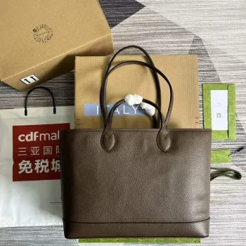 Gucci 739730 Ophidia Střední Tote Taška Hnědá kůže