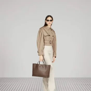 Gucci 739730 Ophidia Střední Tote Taška Hnědá kůže