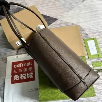 Gucci 739730 Ophidia Střední Tote Taška Hnědá kůže